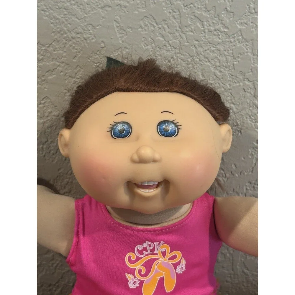 2012 JAKKS Cabbage Patch Doll Girl Gymnastic Brown Red Hair Leotard Blue Eye 16”